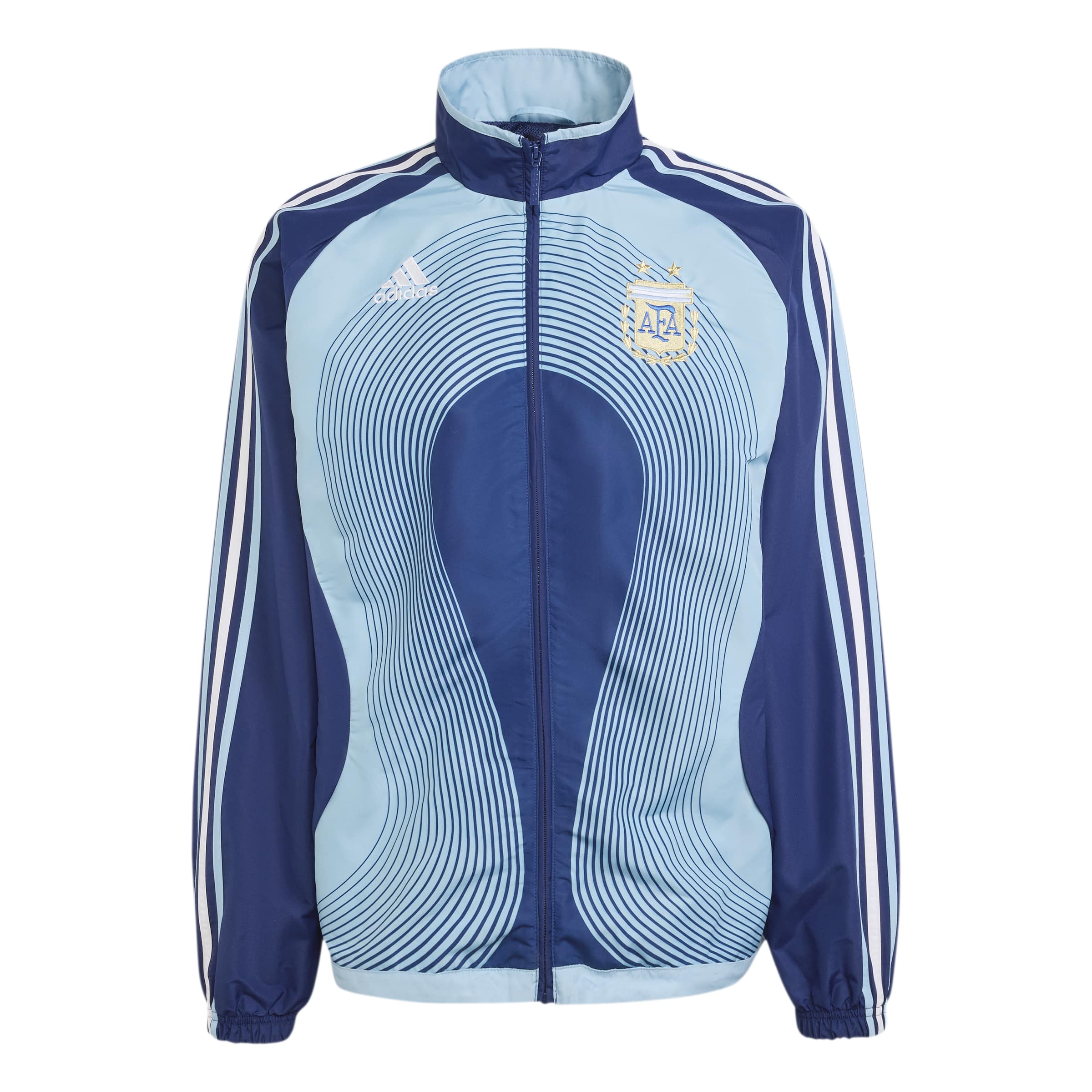 Jaqueta masculina Adidas Argentina II 06 azul escuro com zíper frontal e escudo bordado
